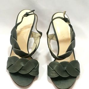 Valentino leather high heel sandals green size 7.5